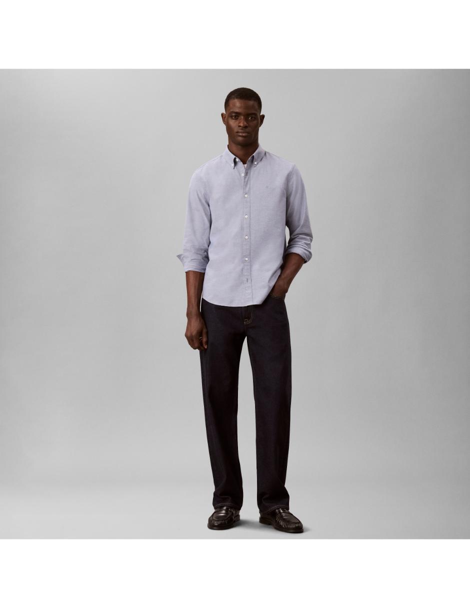 Camisa casual Calvin Klein de algodón manga larga para hombre 2