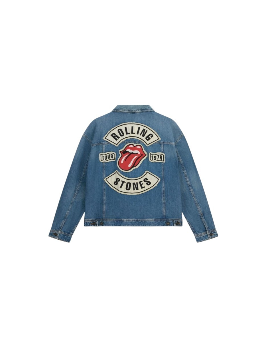 Chamarra denim de algodón sin capucha para hombre