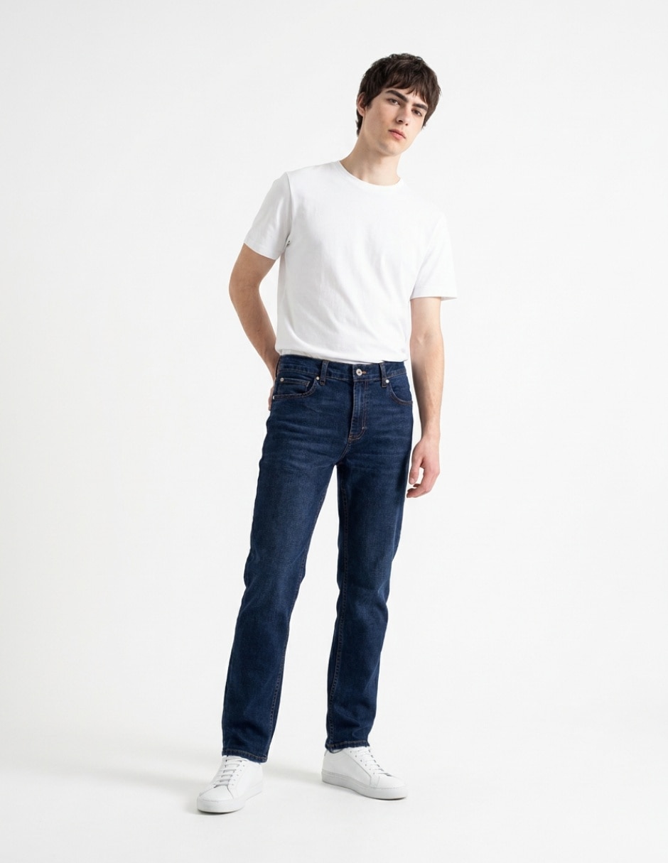 Jeans slim lavado stone wash para hombre 3