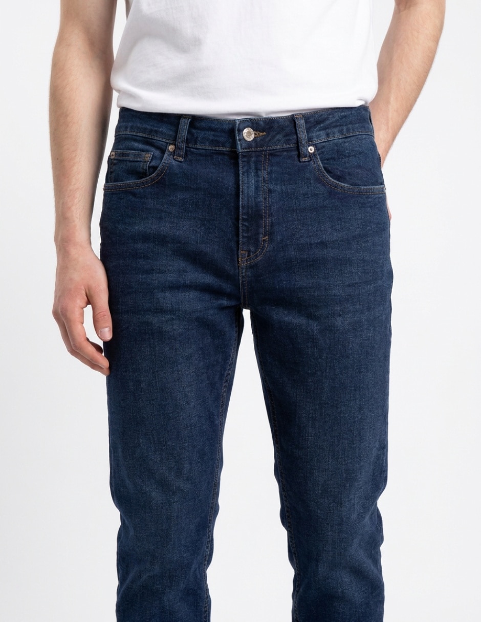 Jeans slim lavado stone wash para hombre 4
