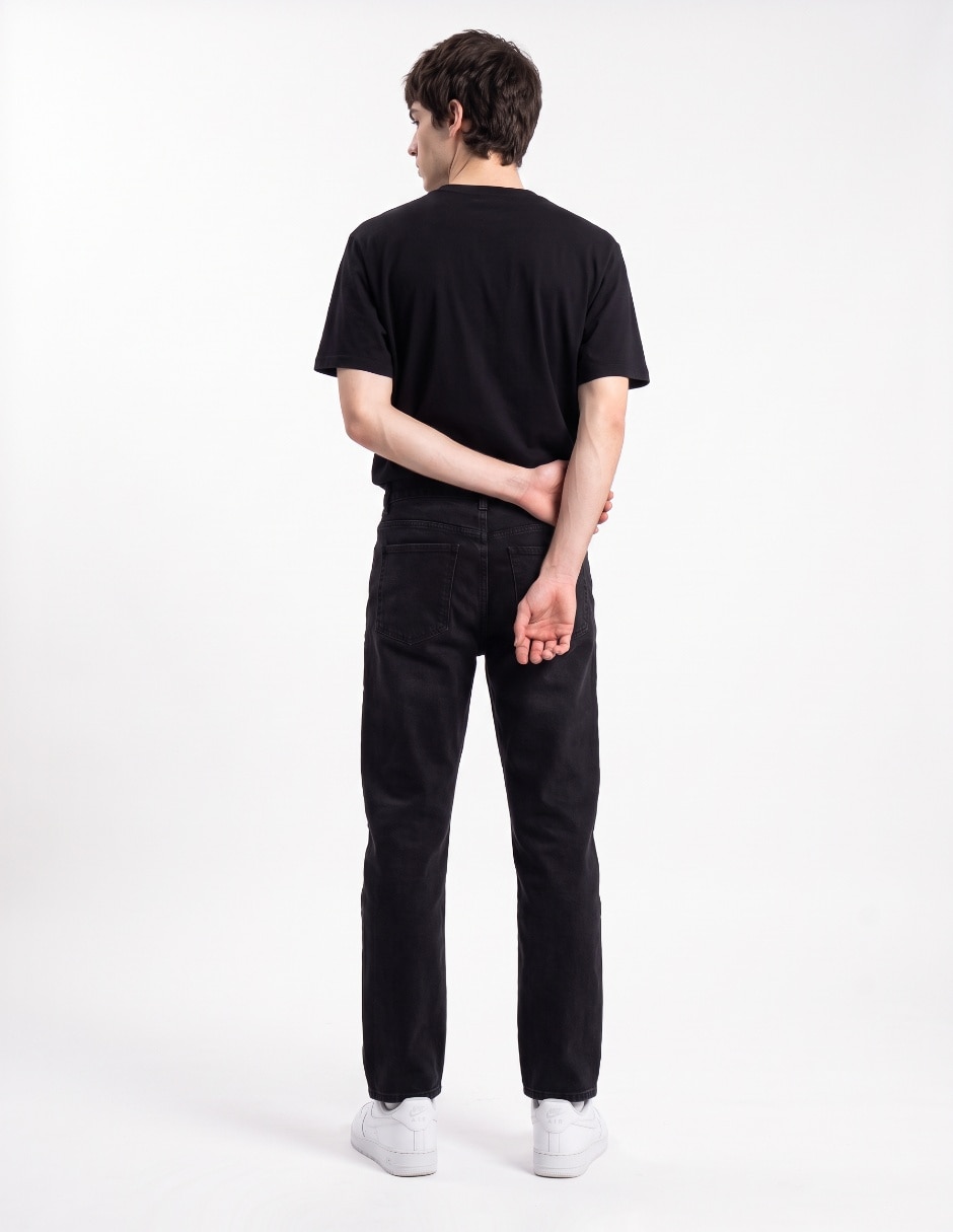 Jeans wide leg lavado desgastado hombre 2