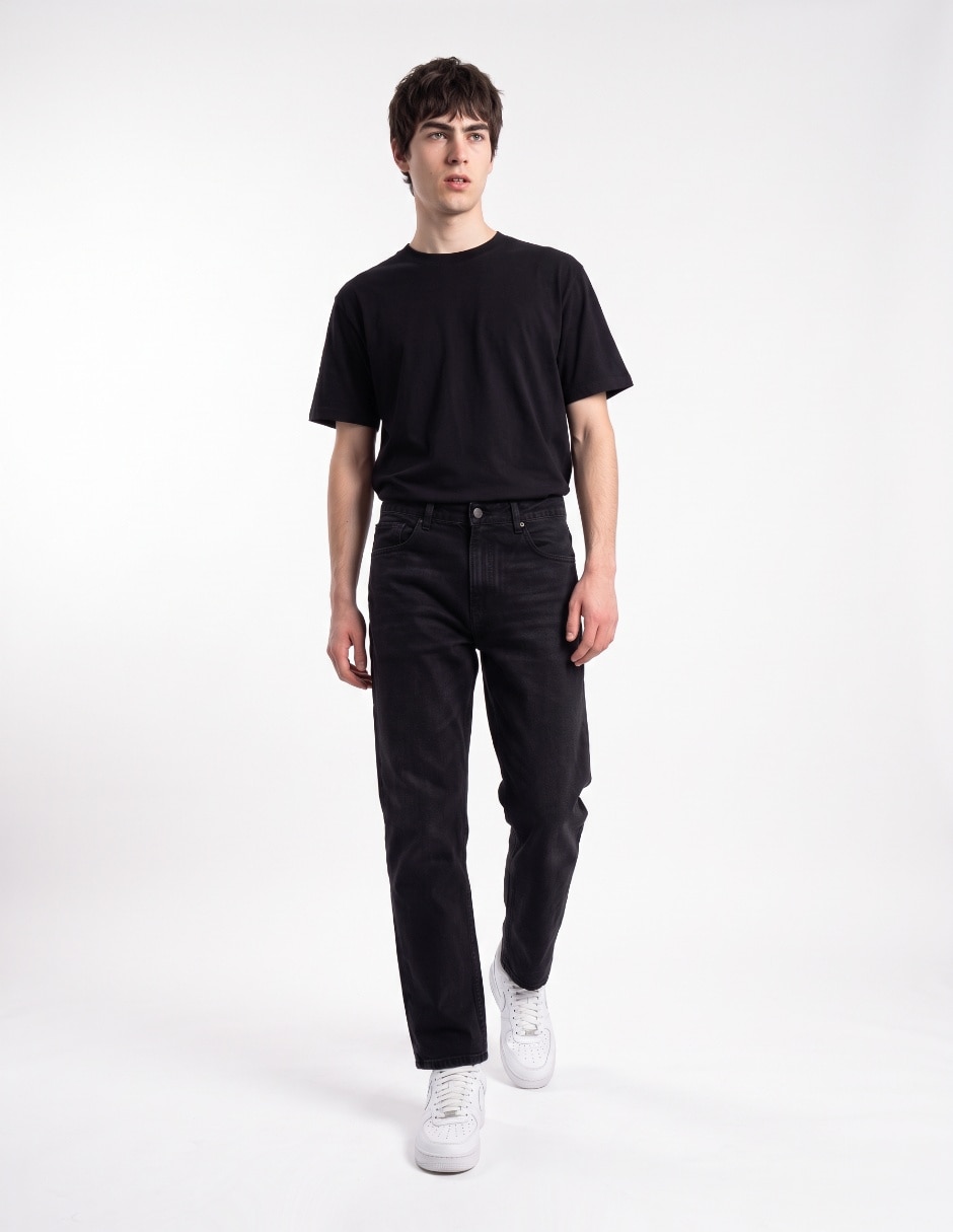 Jeans wide leg lavado desgastado hombre 3