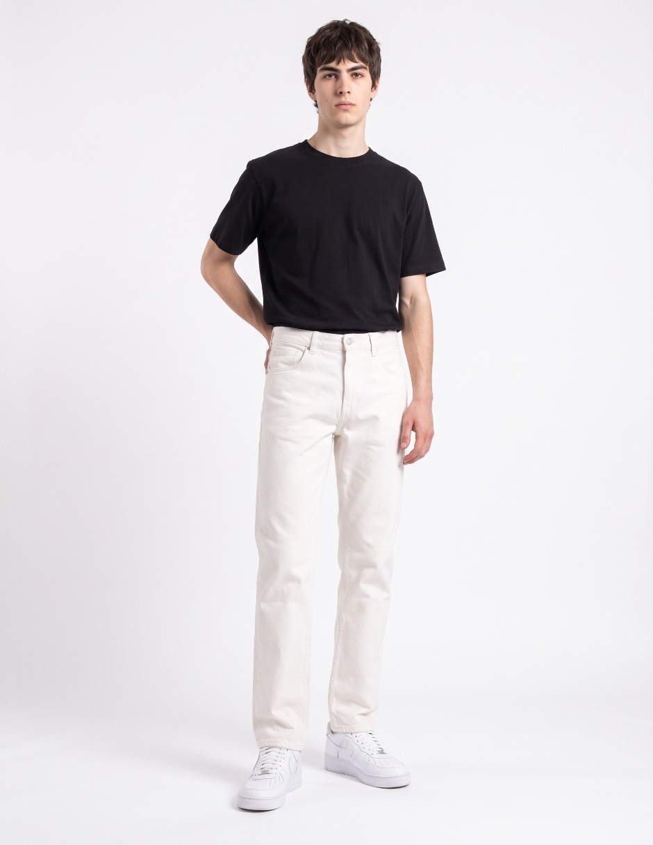 Jeans wide leg lavado rinse para hombre 4