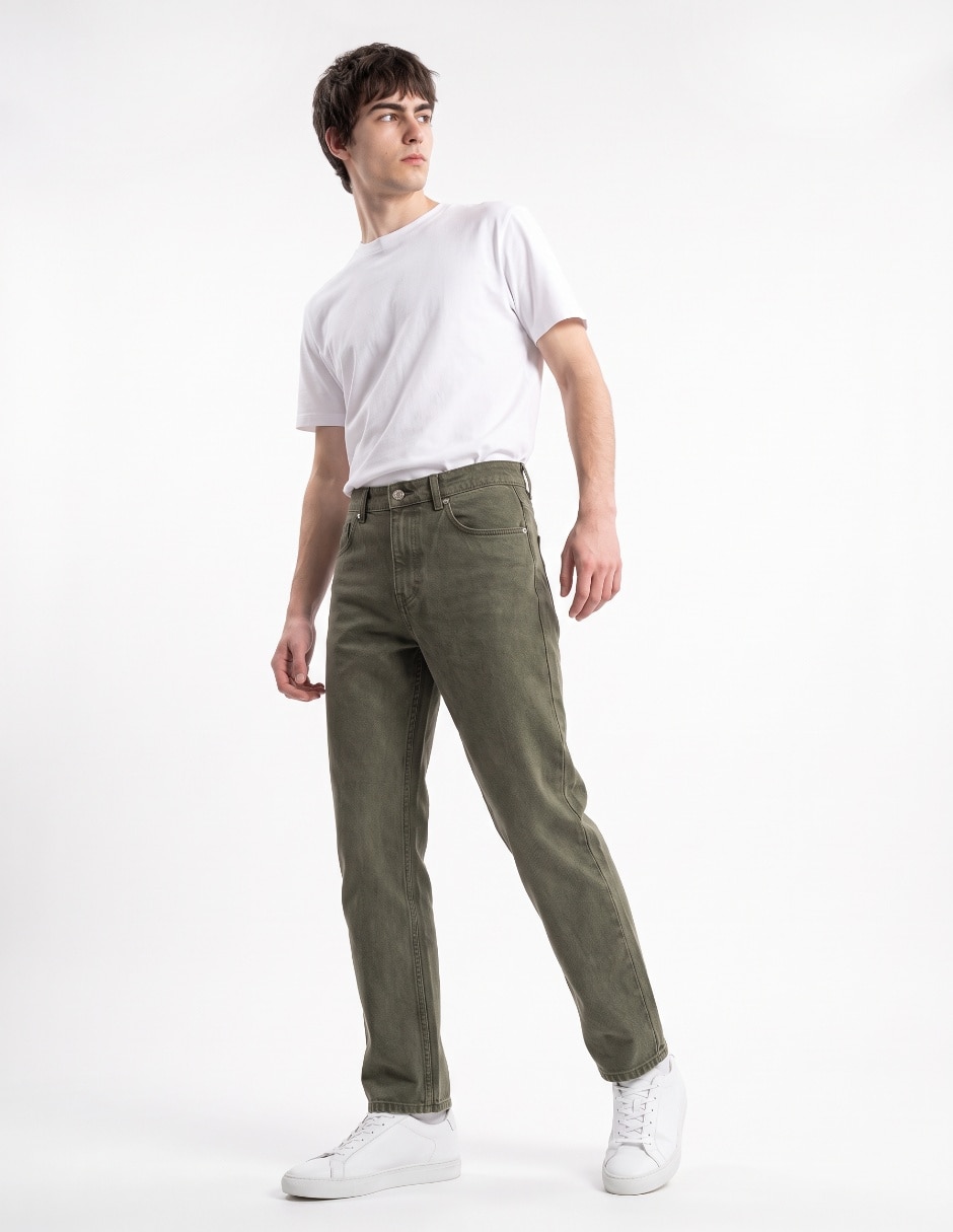 Jeans wide leg lavado desgastado hombre 3
