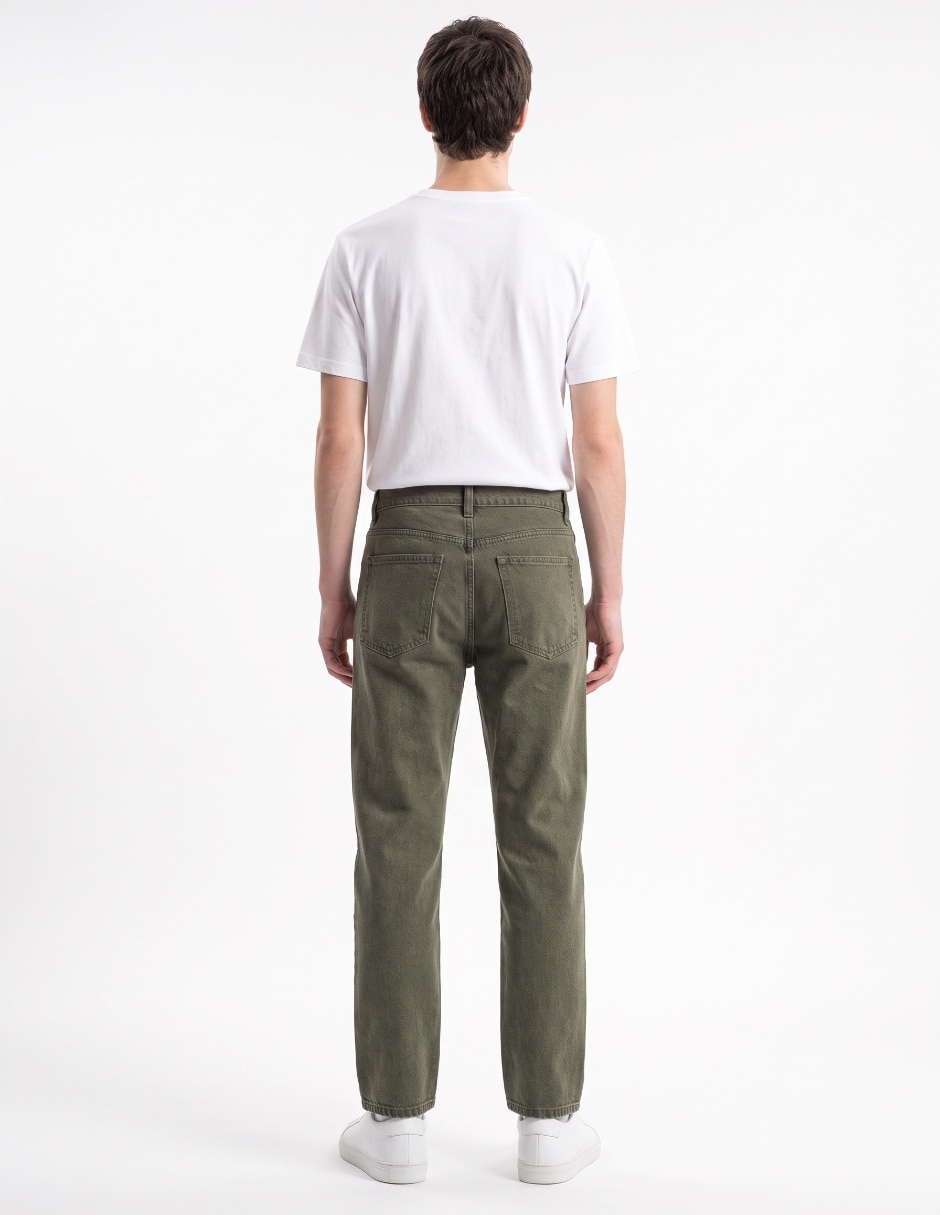 Jeans wide leg lavado desgastado hombre 4