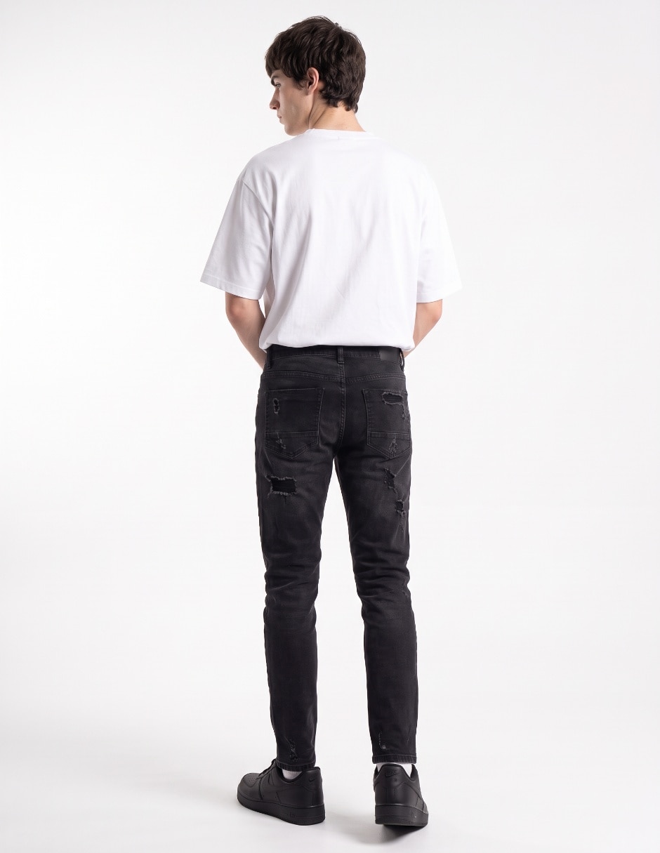 Jeans skinny lavado destruido para hombre 2