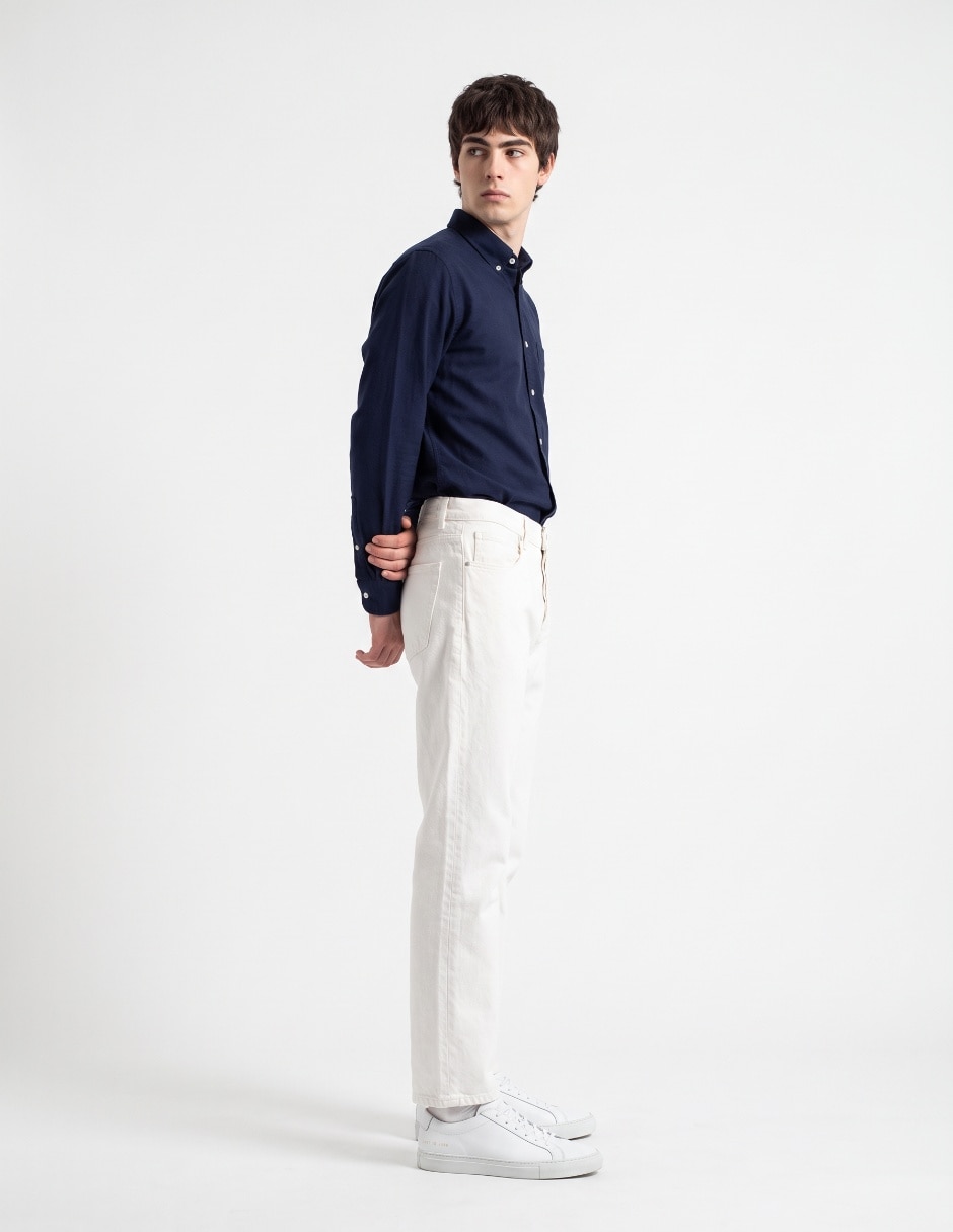 Jeans recto lavado rinse para hombre 4