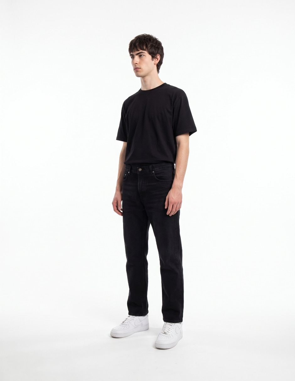 Jeans recto lavado rinse para hombre 4