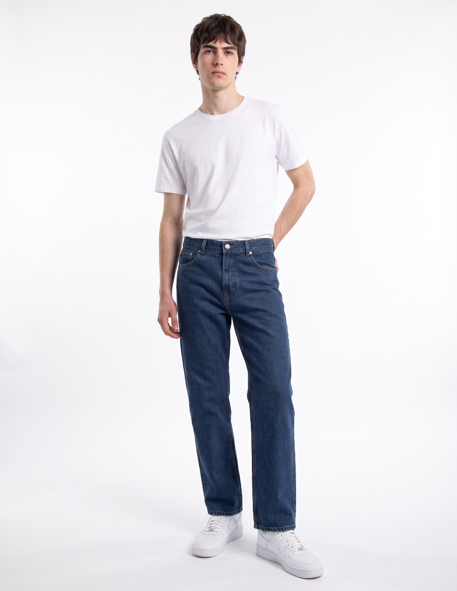 Jeans recto lavado stone wash para hombre 3