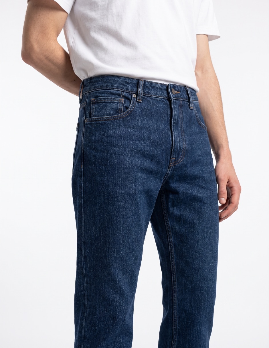 Jeans recto lavado stone wash para hombre 4