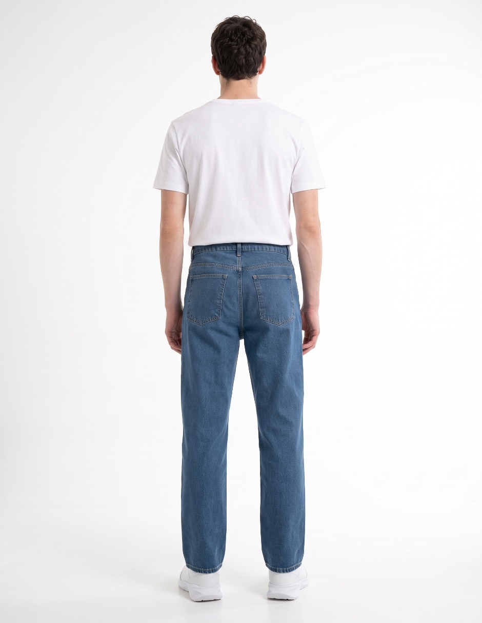 Jeans recto lavado bleach para hombre 2