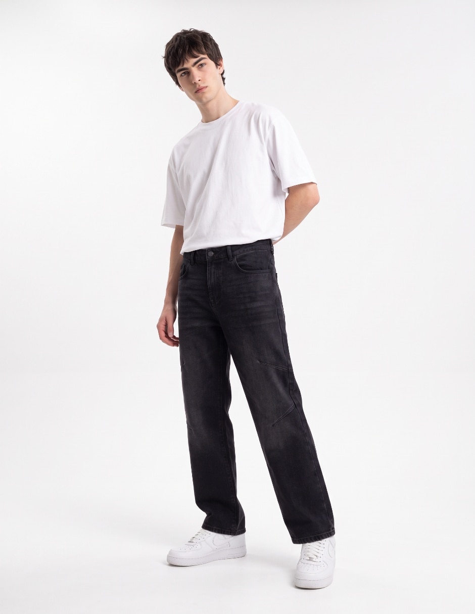Jeans recto lavado stone wash para hombre 3