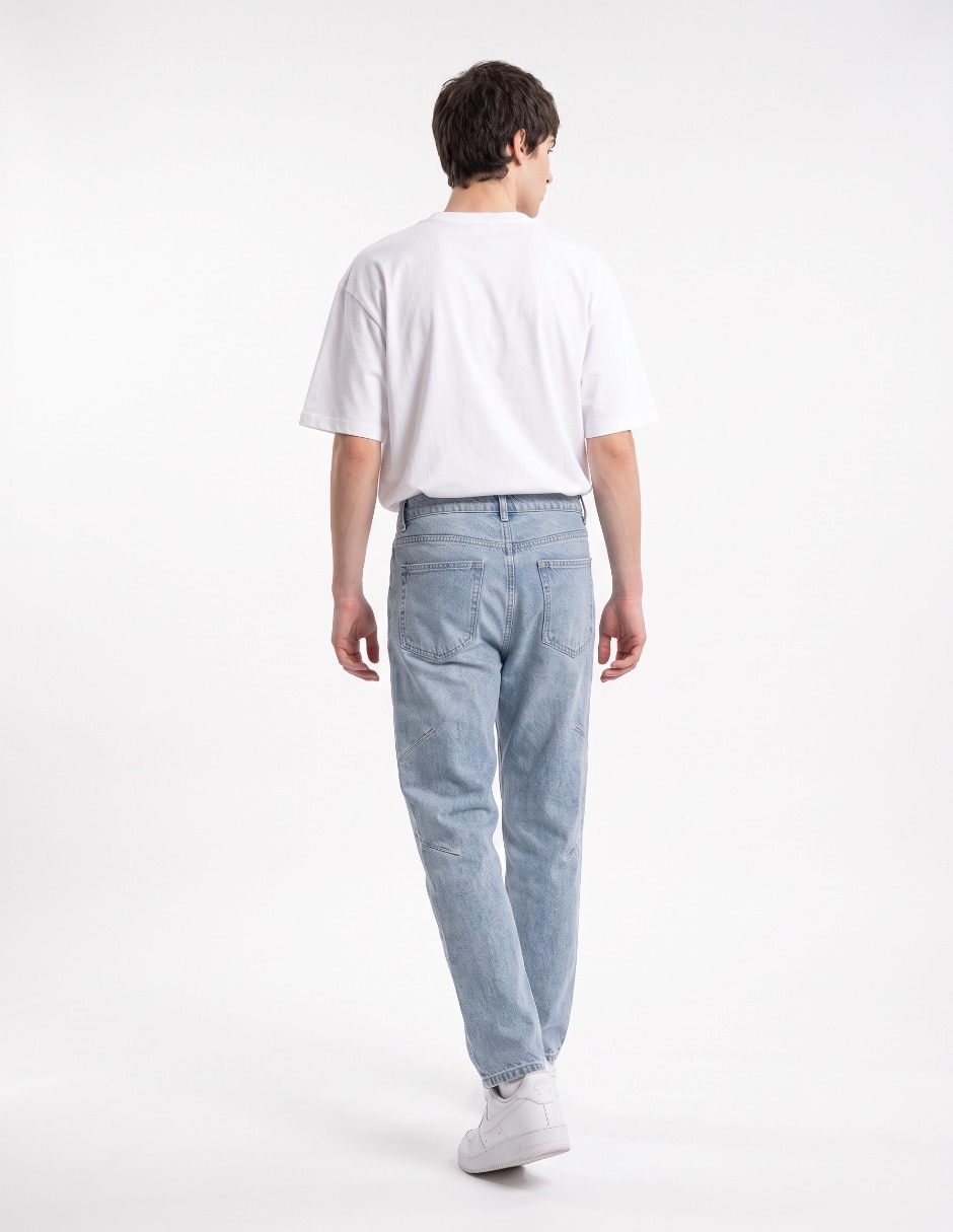 Jeans recto lavado bleach para hombre 2