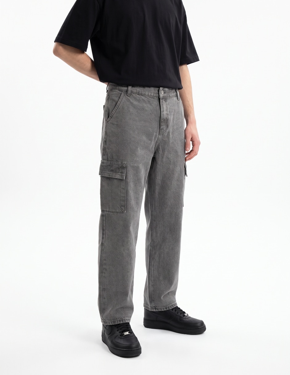 Jeans cargo baggy lavado rinse para hombre Jeans cargo baggy lavado rinse para hombre