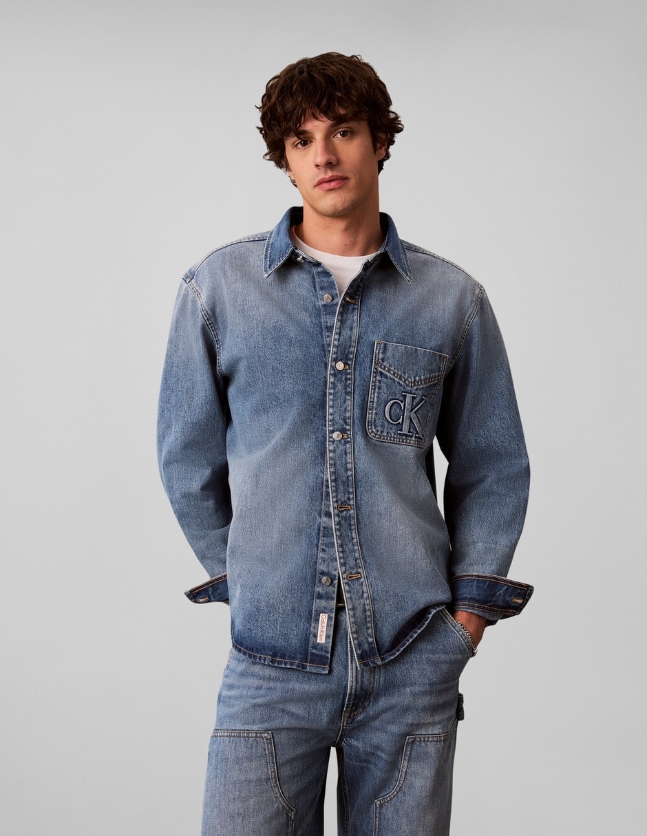 Camisa casual de algodón manga larga para hombre