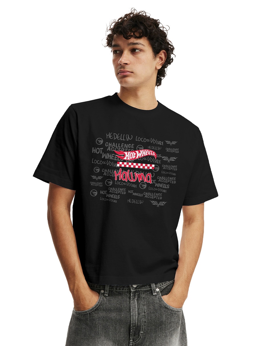 Playera Hotwheels X Maluma cuello redondo para hombre Playera Hotwheels X Maluma cuello redondo para hombre