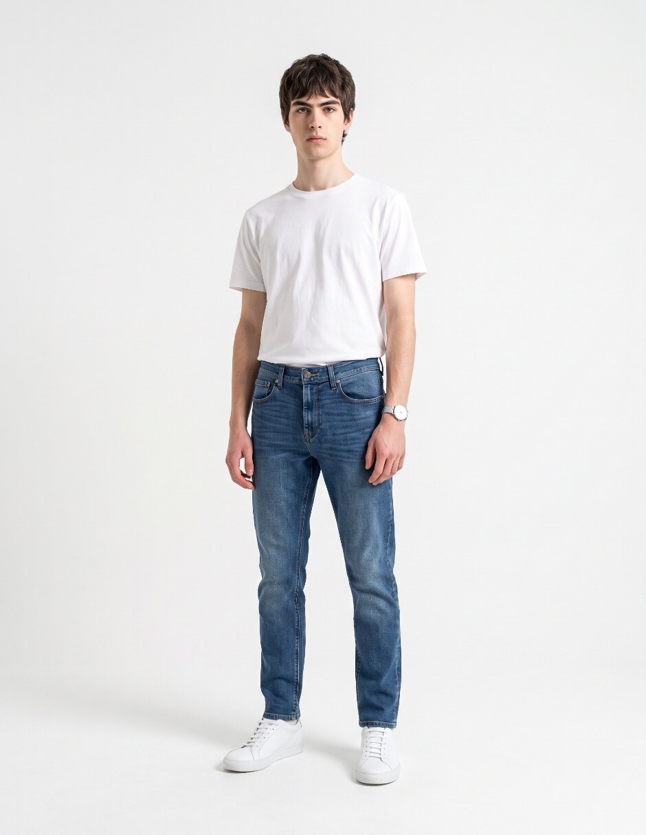 Jeans skinny deslavado para hombre 4