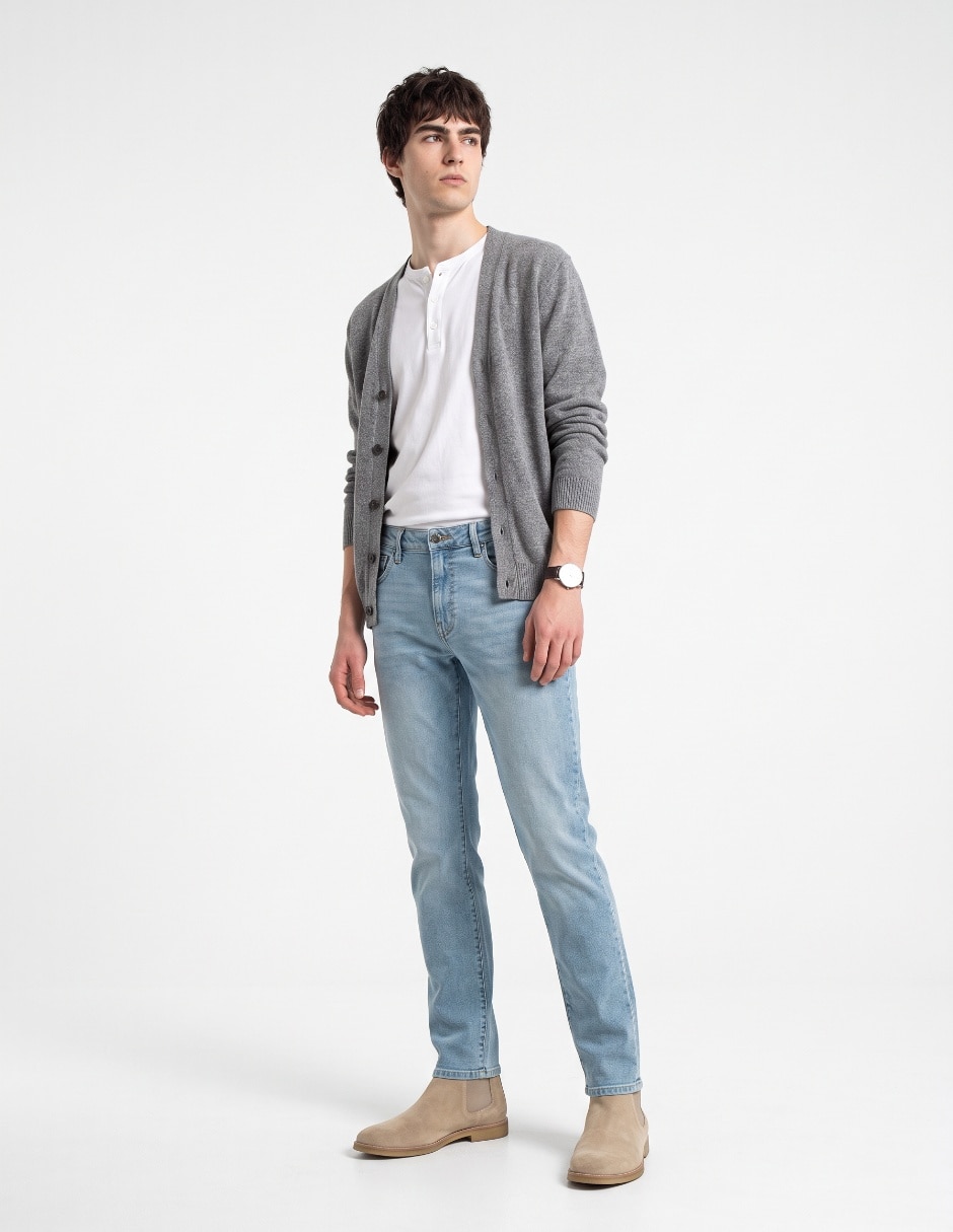 Jeans slim deslavado para hombre 4