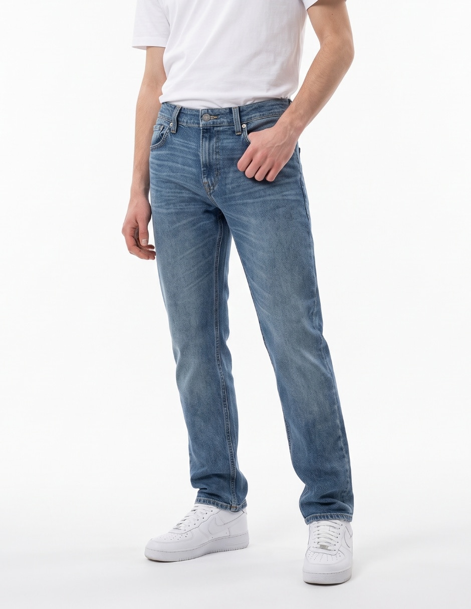 Jeans slim deslavado para hombre