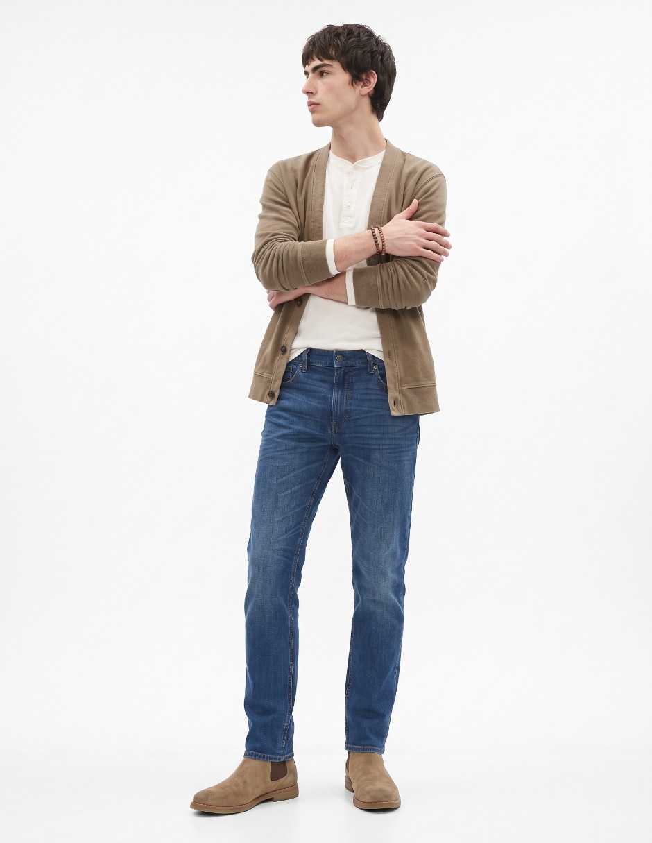 Jeans slim deslavado para hombre 4