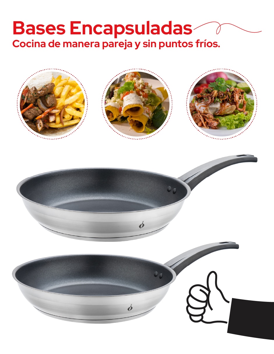 Set de sartenes de acero inoxidable 2 piezas 2