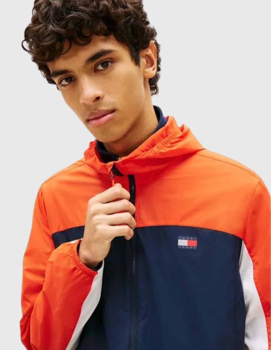 Chamarra casual impermeable con capucha para hombre