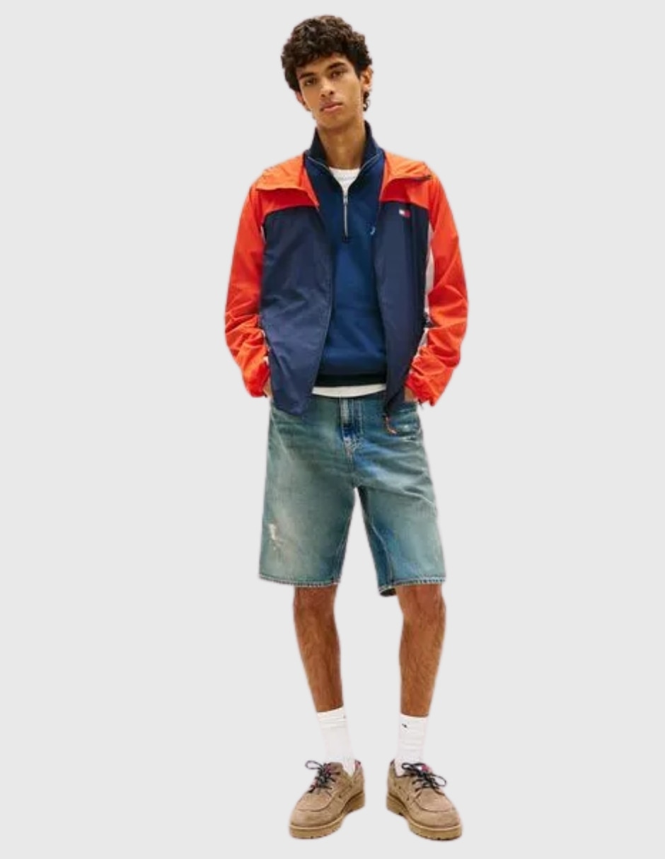 Chamarra casual impermeable con capucha para hombre