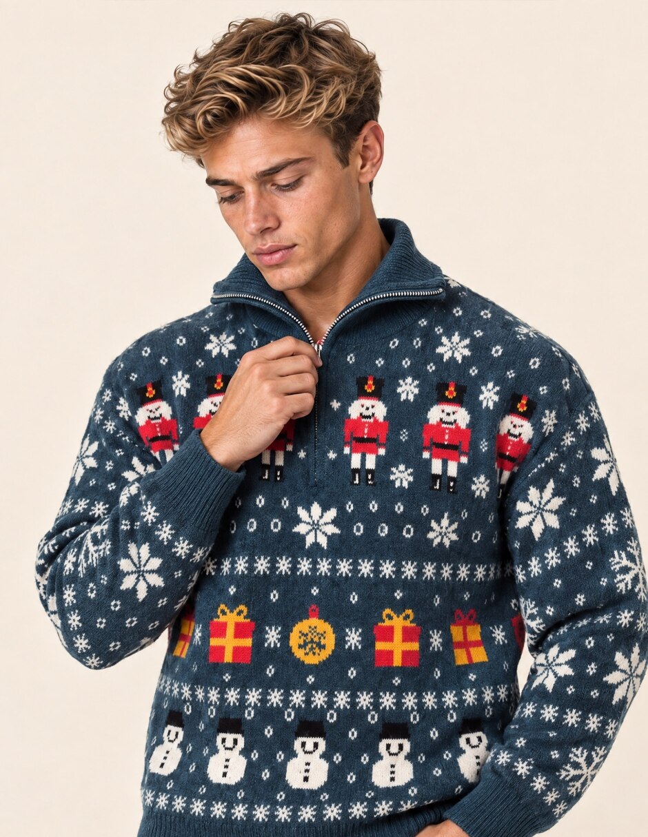 Suéter Navidad OI26 cuello Con cierre para hombre 2