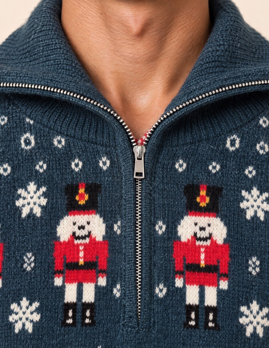 Suéter Navidad OI26 cuello Con cierre para hombre 4
