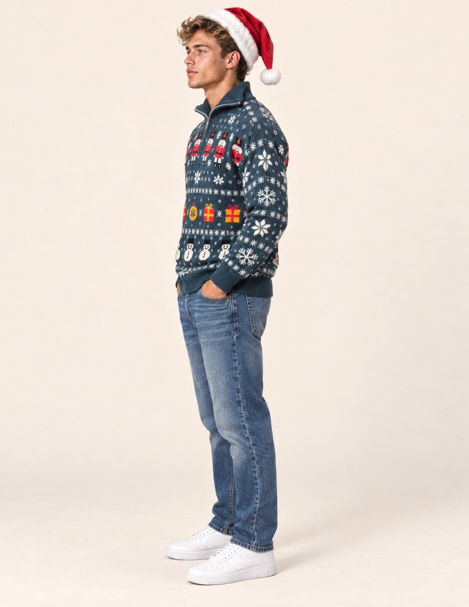 Suéter Navidad OI26 cuello Con cierre para hombre 5